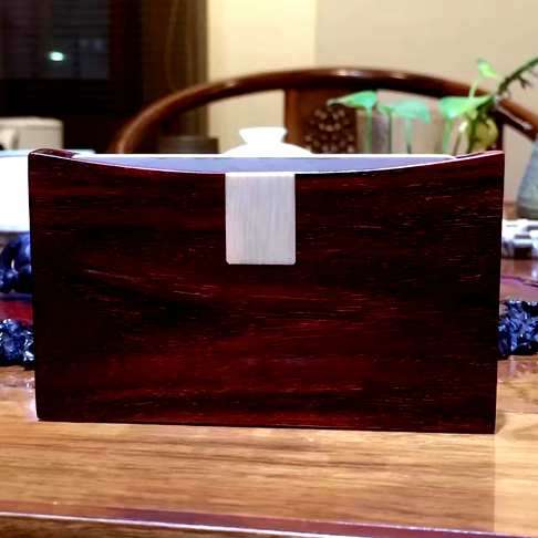 办公室必备-名片盒,小叶紫檀整木挖镶嵌工艺中国美