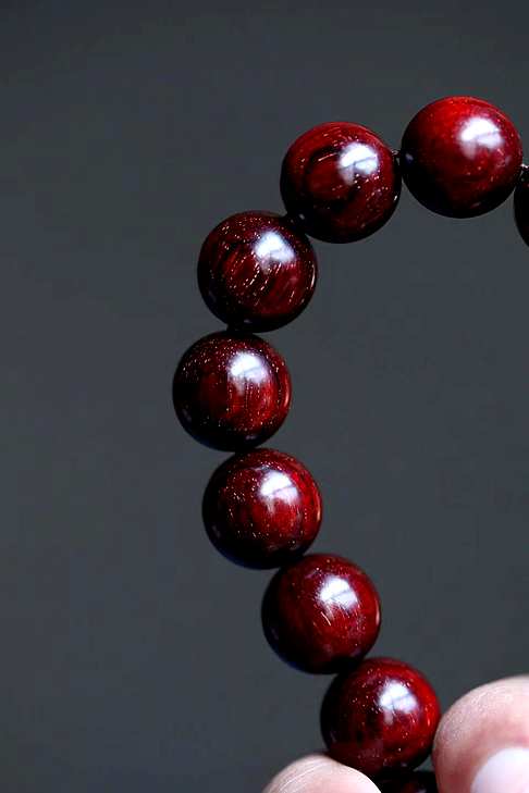 【3242】高油密带金星老料紫檀15mm持珠巧克力香