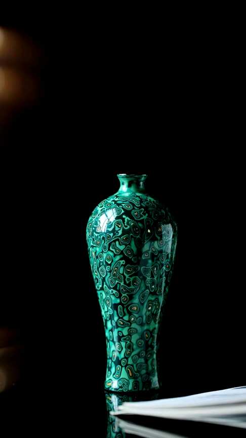 孔雀绿大漆|观音瓶承循传统非遗工艺 逐层髤饰打磨 纹理奇美