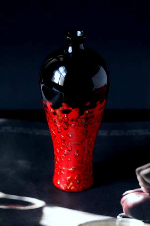 朱砂红金大漆-新式梅瓶