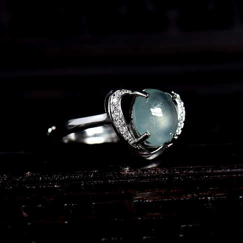 银镶冰种翡翠戒指-翡翠-冰种-A15A016K26041