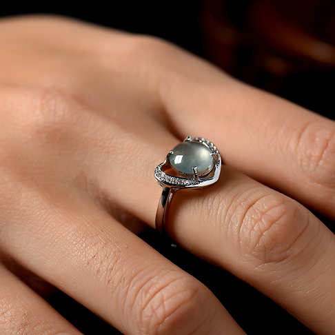 银镶冰种翡翠戒指-翡翠-冰种-A15A016K26041