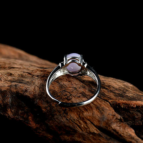 银镶糯种浅紫色翡翠戒指-翡翠-细糯种-A15D217D25007