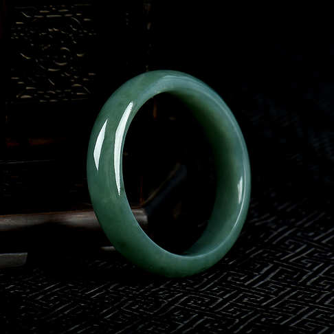 57mm糯种深绿翡翠手镯-翡翠-细糯种-A15F117I11002