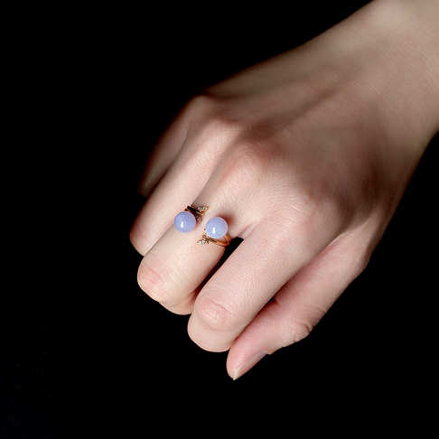糯种紫罗兰翡翠圆珠戒指-翡翠-细糯种-B15DO21L01006