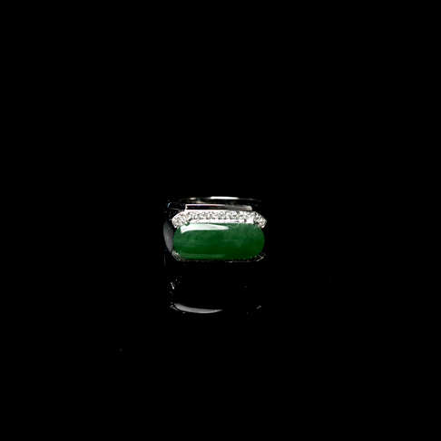金镶钻糯种阳绿翡翠戒指-翡翠-细糯种-B15K417J17004