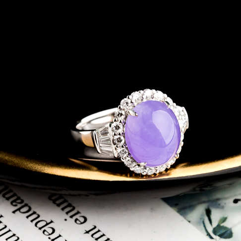 冰种紫罗兰翡翠戒指-翡翠-冰种-E15EM19L04007