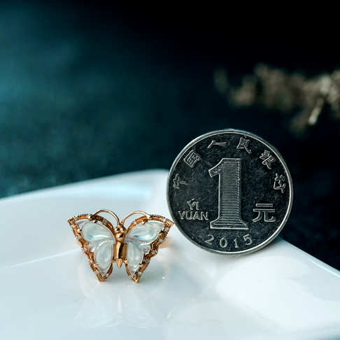 冰种翡翠蝴蝶戒指-翡翠-冰种-E15N917L18009