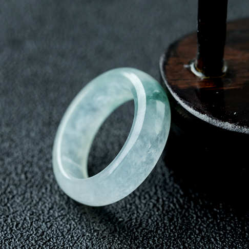 糯冰种飘花翡翠指环（一对）-翡翠-冰糯种-E15N918E12001