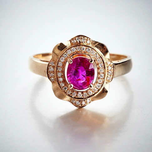 金镶钻红宝石戒指--红宝石-B250216G17009