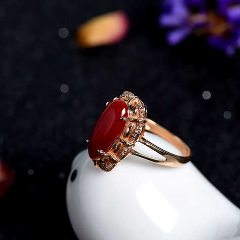 金镶钻红珊瑚戒指--红珊瑚-阿卡-A100516G21012