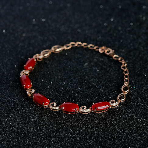 金镶钻阿卡红珊瑚手链--红珊瑚-阿卡-A100516H13014