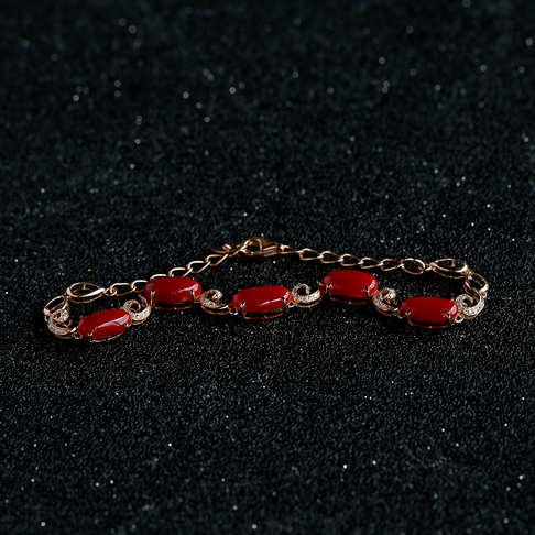 金镶钻阿卡红珊瑚手链--红珊瑚-阿卡-A100516H13014