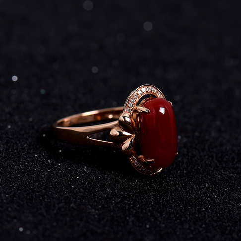 金镶钻阿卡红珊瑚戒指--红珊瑚-阿卡-A100516H18066