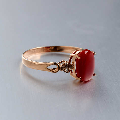 金镶钻红珊瑚戒指--红珊瑚-阿卡-B100616G21001
