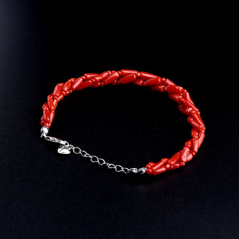 沙丁红珊瑚手链--红珊瑚-沙丁-B101516I07005