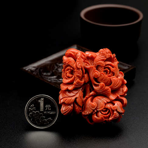 MOMO红珊瑚牡丹花吊坠--红珊瑚-MOMO-B101516K15012