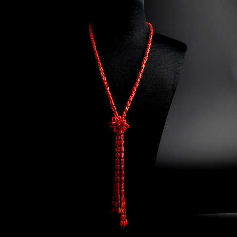 沙丁红珊瑚三股毛衣链--红珊瑚-沙丁-B101516K18009
