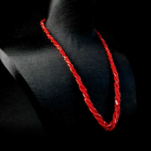 沙丁正红珊瑚三股链两件套装--红珊瑚-沙丁-B101517B05006