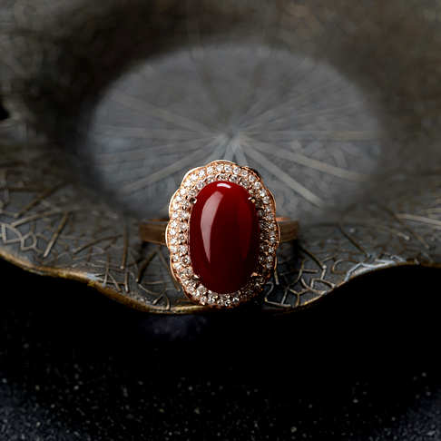 阿卡牛血红珊瑚戒指--红珊瑚-阿卡-B101519H21001