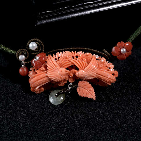 MOMO珊瑚鸟语花香项链--红珊瑚-MOMO-B106817I23003