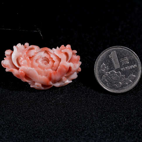 深水珊瑚牡丹花戒面--红珊瑚-深水-B106817I23004