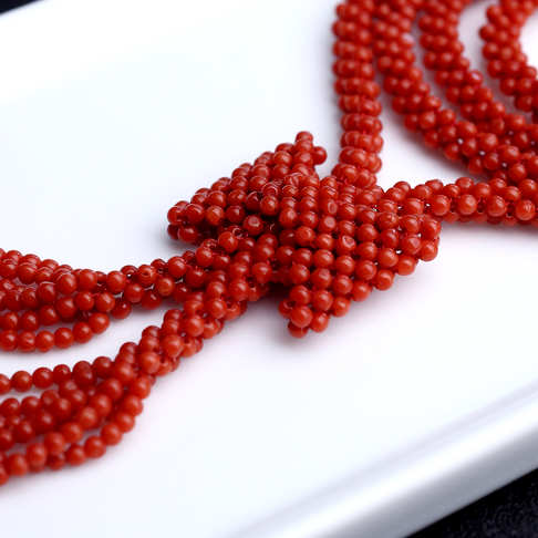 沙丁珊瑚圆珠编织毛衣链--红珊瑚-沙丁-B107916L28032