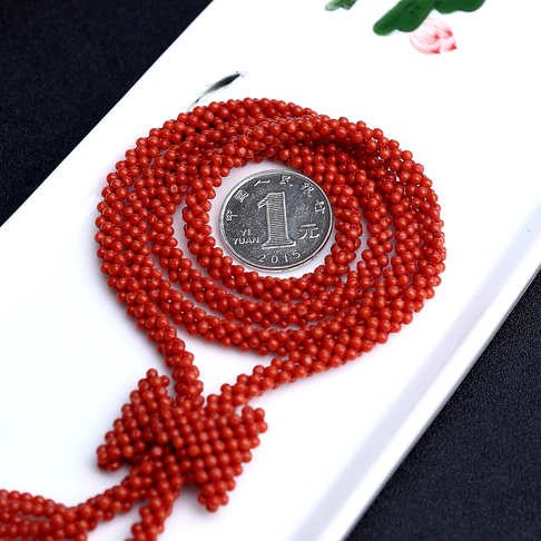 沙丁珊瑚圆珠编织毛衣链--红珊瑚-沙丁-B107916L28032
