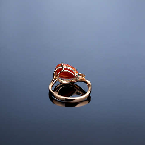 金镶钻阿卡正红珊瑚戒指--红珊瑚-阿卡-B107917A08015