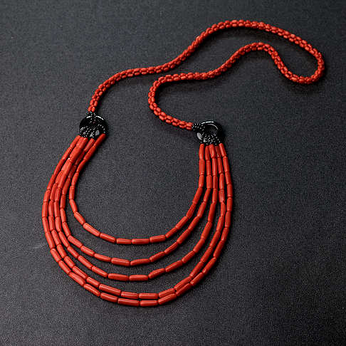 沙丁朱红珊瑚毛衣链--红珊瑚-沙丁-B107917C31010