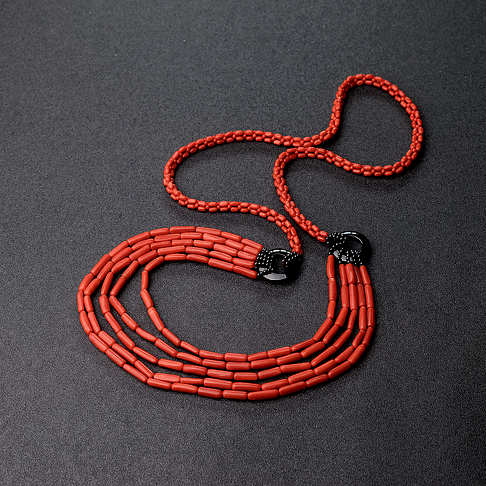 沙丁朱红珊瑚毛衣链--红珊瑚-沙丁-B107917C31010