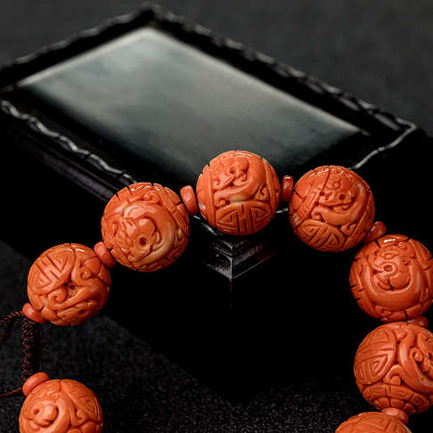 MOMO橘色珊瑚龙珠单圈手串--红珊瑚-MOMO-B107917D12001