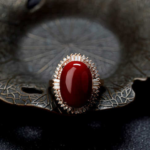 阿卡牛血红珊瑚戒指--红珊瑚-阿卡-B10DX19I20012