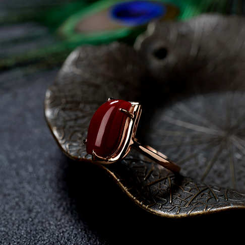 阿卡牛血红珊瑚随形戒指--红珊瑚-阿卡-B10DX19J15005