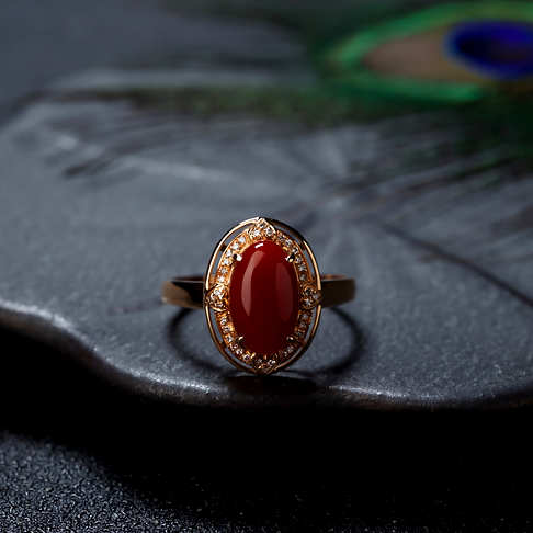 阿卡牛血红珊瑚戒指--红珊瑚-阿卡-B10DX20B12005