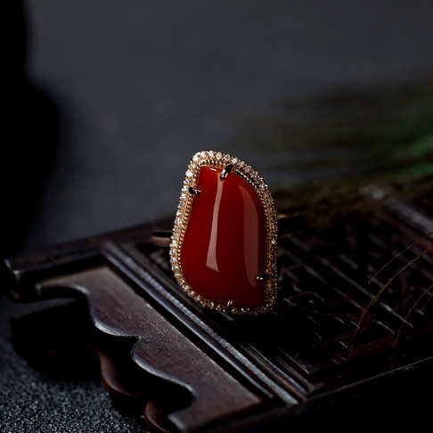 阿卡牛血红珊瑚随形戒指--红珊瑚-阿卡-B10DX20E13003
