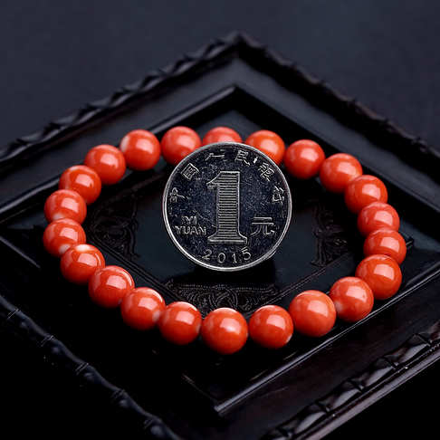 8.5mm沙丁橘红珊瑚手串--红珊瑚-沙丁-B10F517D03004