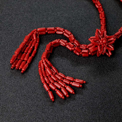 沙丁正红珊瑚毛衣链--红珊瑚-沙丁-B10F517E11003
