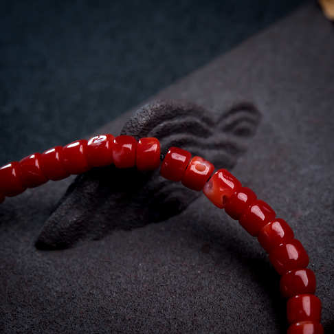 阿卡正红珊瑚桶珠手链--红珊瑚-阿卡-B10I117G10018