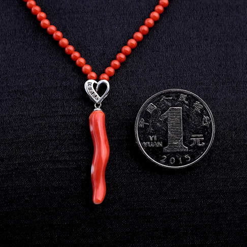 3mm沙丁朱红珊瑚项链--红珊瑚-沙丁-B10I117G28004