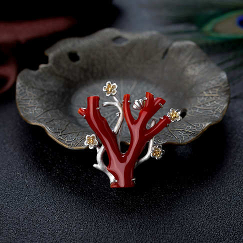 阿卡牛血红珊瑚吊坠/胸针两用款--红珊瑚-阿卡-B10J819A09007