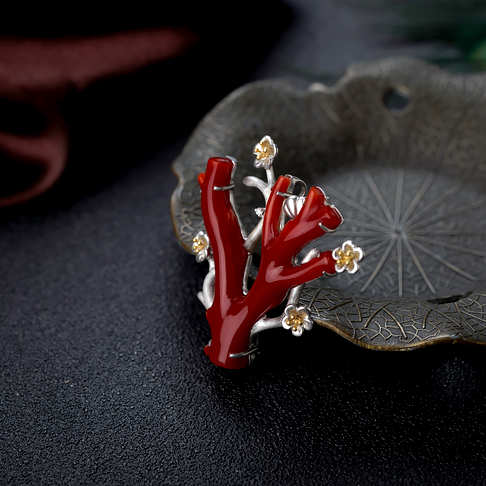 阿卡牛血红珊瑚吊坠/胸针两用款--红珊瑚-阿卡-B10J819A09007