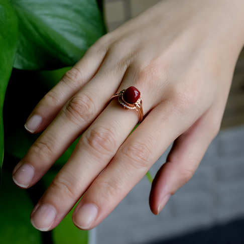 阿卡牛血红珊瑚戒指--红珊瑚-阿卡-B10L819I04008
