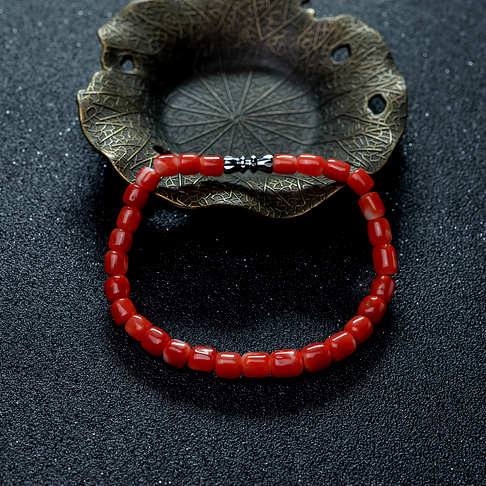 阿卡珊瑚桶珠单圈手串--红珊瑚-阿卡-B10N217K09008