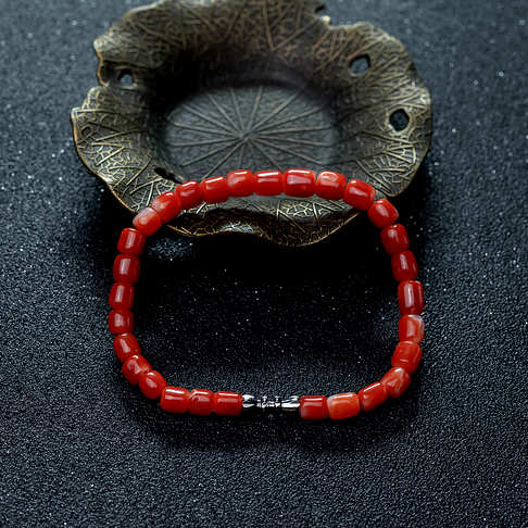 阿卡珊瑚桶珠单圈手串--红珊瑚-阿卡-B10N217K09008