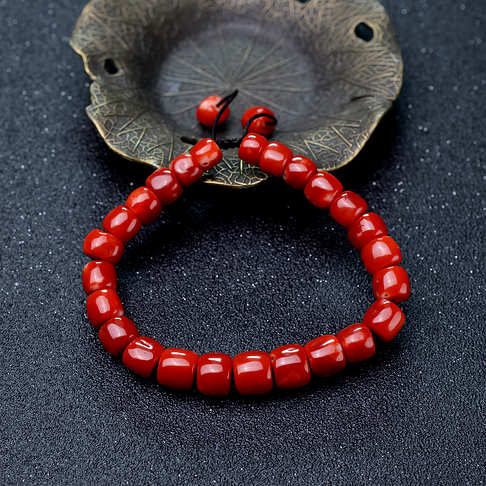 阿卡珊瑚桶珠手链--红珊瑚-阿卡-B10N218A03002