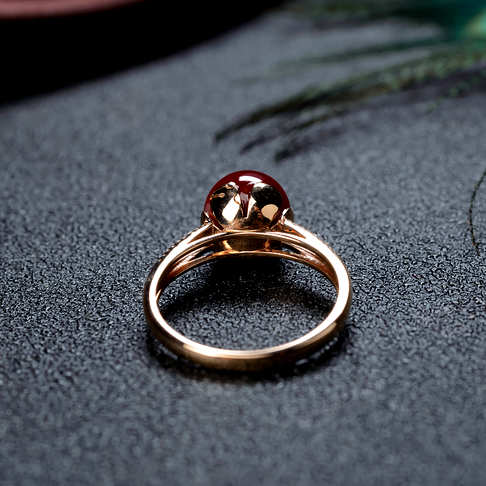 阿卡牛血红珊瑚圆珠戒指--红珊瑚-阿卡-B10S419E13003