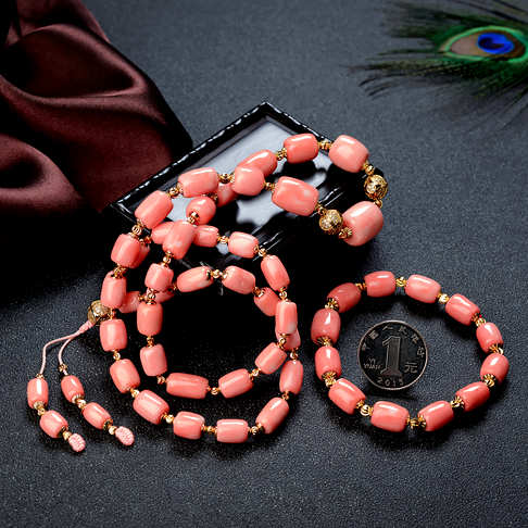 MOMO珊瑚桶珠塔链/单圈手串套装--红珊瑚-MOMO-B10S419H29001
