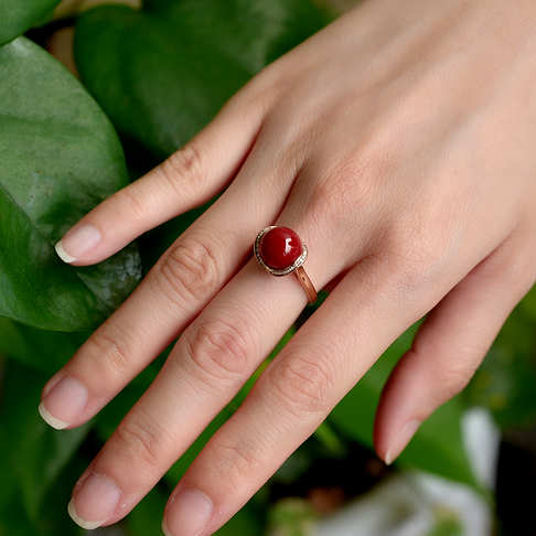 阿卡牛血红珊瑚圆珠戒指--红珊瑚-阿卡-B10S420E20004