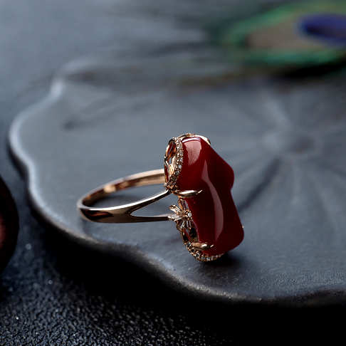 阿卡牛血红珊瑚随形戒指--红珊瑚-阿卡-F107921B01010